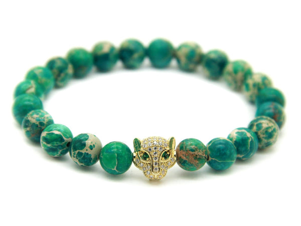Modalooks-18K-Gold-CZ-Leopard-Green-Sea-Sediment-Beads-Bracelet-Front