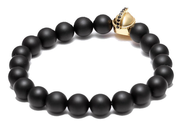 Modalooks-18K-Gold-Spartan-Gladiator-Helmet-Black-Matte-Beads-Bracelet-Back-View