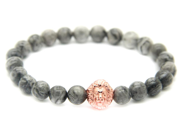 Modalooks-18K-Rose-Gold-Plated-Lion-Head-Grey-Jasper-Beads-Bracelet