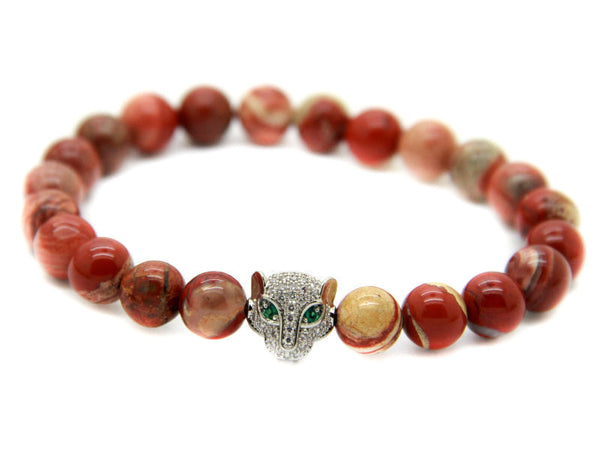 Modalooks-18K-White-Gold-CZ-Leopard-Red-Jasper-Beads-Bracelet