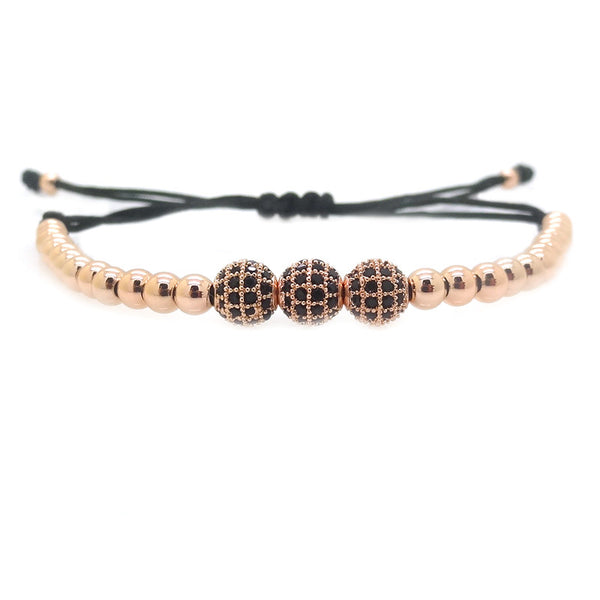 Modalooks-3-CZ-Diamond-Ball-8mm-4mm-18K-Rose-Gold-Plated-Macrame-Bracelet