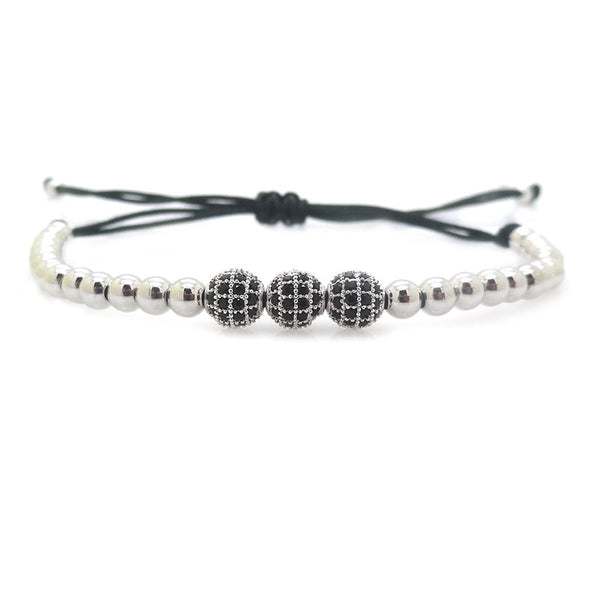 Modalooks-3-CZ-Diamond-Ball-8mm-4mm-18K-White-Gold-Plated-Macrame-Bracelet