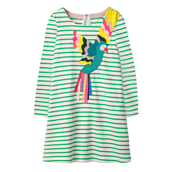 Bambinilooks-Bambini-Kidslooks-Kids-Girls-Dress-Long-Sleeve-Parrot
