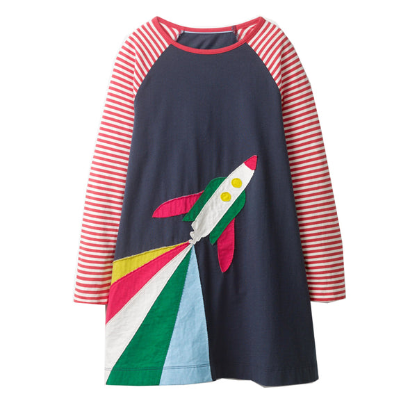 Bambinilooks-Bambini-Kidslooks-Kids-Girls-Dress-Long-Sleeve-Rocket