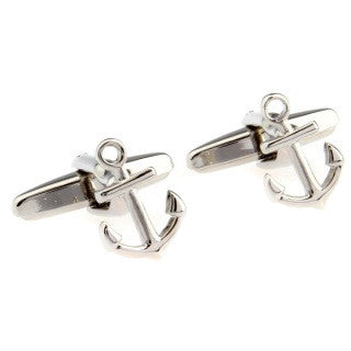 Modalooks-Casual-Silver-Anchor-Cufflink-Double