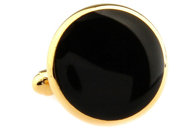 Modalooks-Formal-Classic-Gold-Black-Agate-Cufflink-Single-View