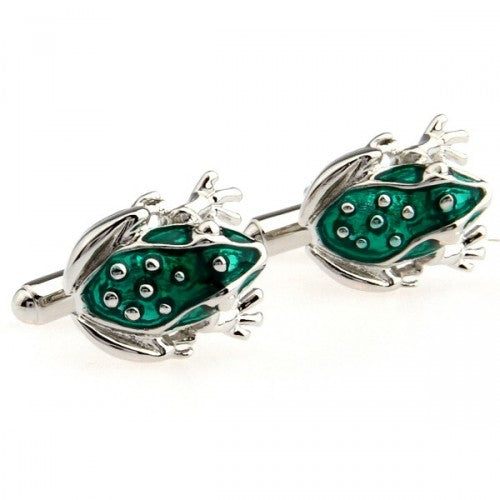 Frog-Silver-Green-Animals-Modalooks-Cufflinks