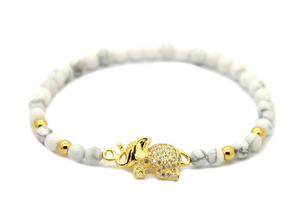 Modalooks-Bracelet-Gold-Howlite-6mm-Elephant