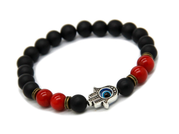Modalooks-Bracelet-Men-Male-Hamsa-Hand-Black-Matte-Agate-Onyx-Red-Agate-Top