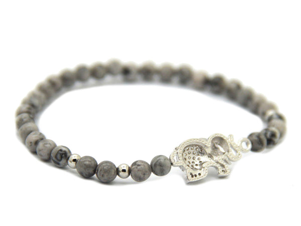 Modalooks-Bracelet-White-Gold-Grey-Jasper-6mm-Elephant-Side