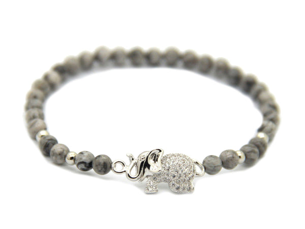 Modalooks-Bracelet-White-Gold-Grey-Jasper-6mm-Elephant