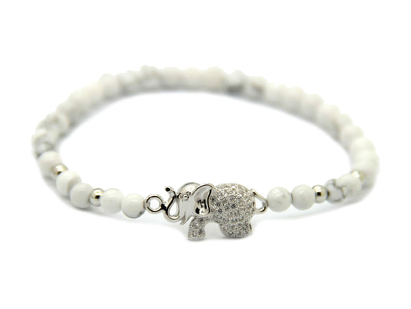 Modalooks-Bracelet-White-Gold-Howlite-6mm-Elephant