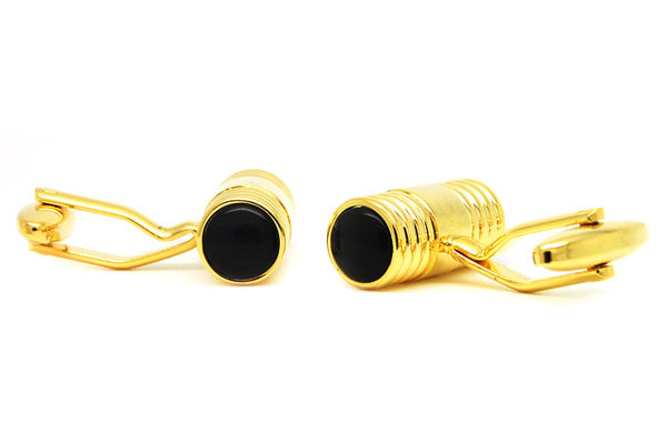 Modalooks-Formal-Cylinder-Gold-Black-Agate-Cufflink-Side-View