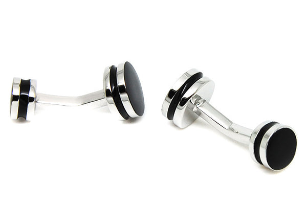 Modalooks-Formal-Tuxedo-Silver-Black-Agate-Cufflink-Side-View