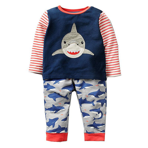 Modalooks-Kidslooks-Bambinilooks-Funny-Shark-Set-Pants-T-Shirt-Cotton-Long-Sleeve