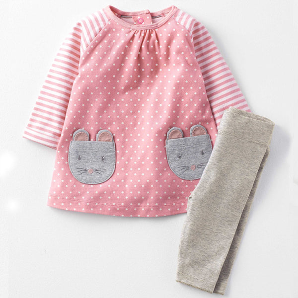 Modalooks-Kidslooks-Bambinilooks-Mice-Set-Pants-Dress-Cotton-Long-Sleeve