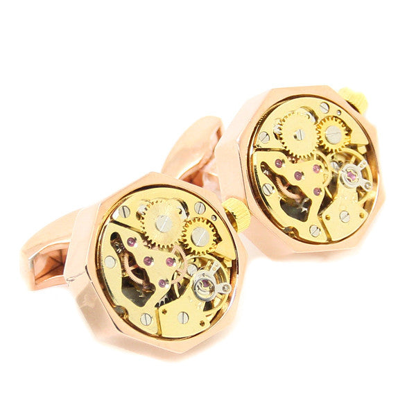 Modalooks-Tourbillon-Watch-Movement-Cufflink-Stainless-Steel-Rose-Gold-Plated