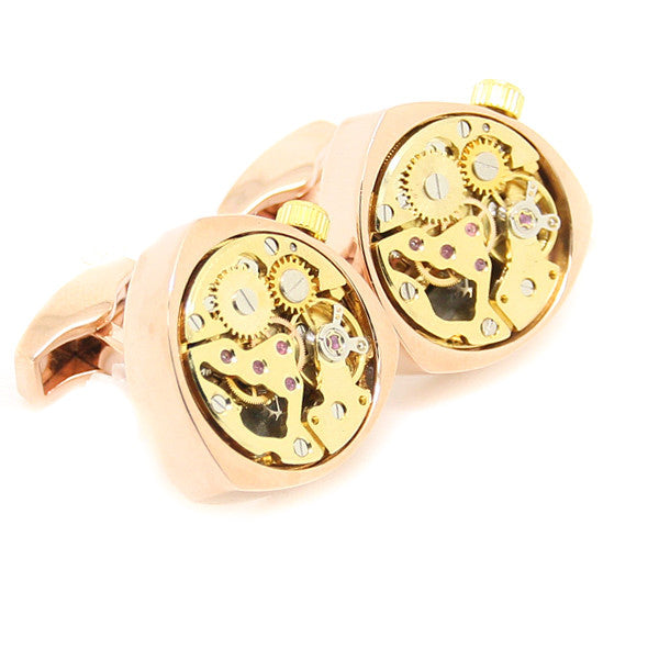 Modalooks-Tourbillon-Watch-Movement-Cufflink-Stainless-Steel-Rose-Gold-Plated