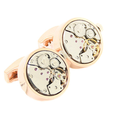 Modalooks-Tourbillon-Watch-Movement-Cufflink-Stainless-Steel-Rose-Gold-Plated