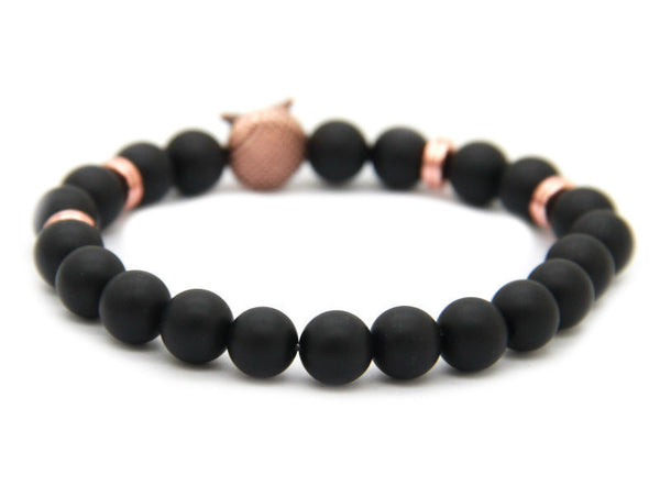 Modalooks Rose-Gold-Owl-Black-Matte-Agate-Onyx-Beads-Bracelet Back