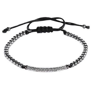 Modalooks-Ruthenium-Plated-CZ-Diamond-Bar-4mm-Balls-Macrame-Bracelet