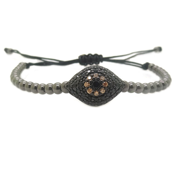 Modalooks-Ruthenium-Plated-Evil-Eye-CZ-4mm-Balls-Macrame-Bracelet
