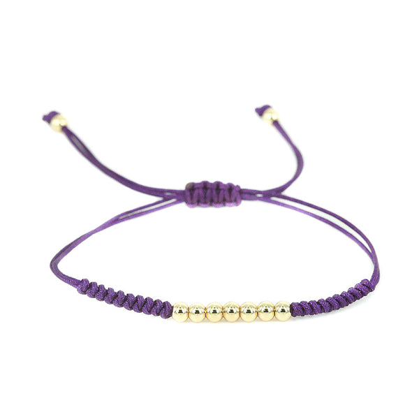 Modalooks-18K-Gold-Plated-4mm-7-Balls-Waxed-Cord-Macrame-Bracelet-Purple