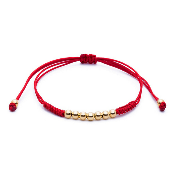 Modalooks-18K-Gold-Plated-4mm-7-Balls-Waxed-Cord-Macrame-Bracelet-Red-Front