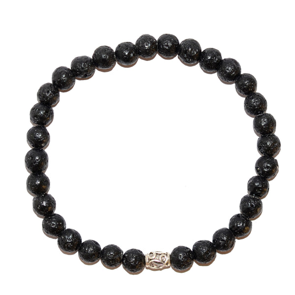 Modalooks-925-Sterling-Silver-Pendant-Black-Lava-Beads-6mm-Bracelet-Top-View