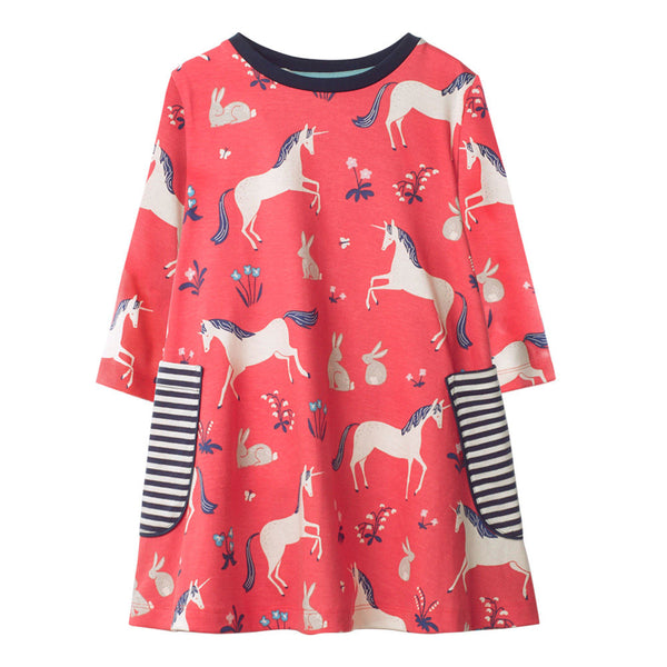 Bambinilooks-Bambini-Kidslooks-Kids-Girls-Dress-Long-Sleeve-Happy-Unicorn