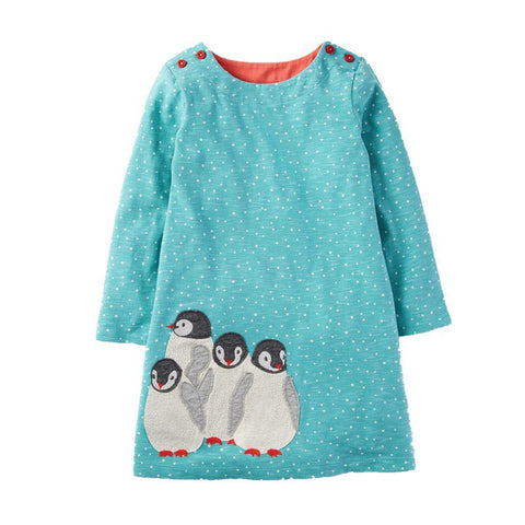 Bambinilooks-Bambini-Kidslooks-Kids-Girls-Dress-Long-Sleeve-Penguins