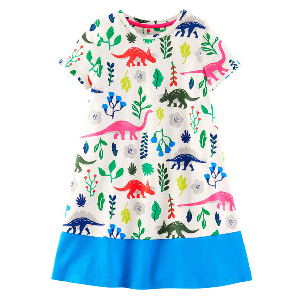 Bambinilooks-Bambini-Kidslooks-Kids-Girls-Dress-Short-Sleeve-Colourful-Dinosaurs