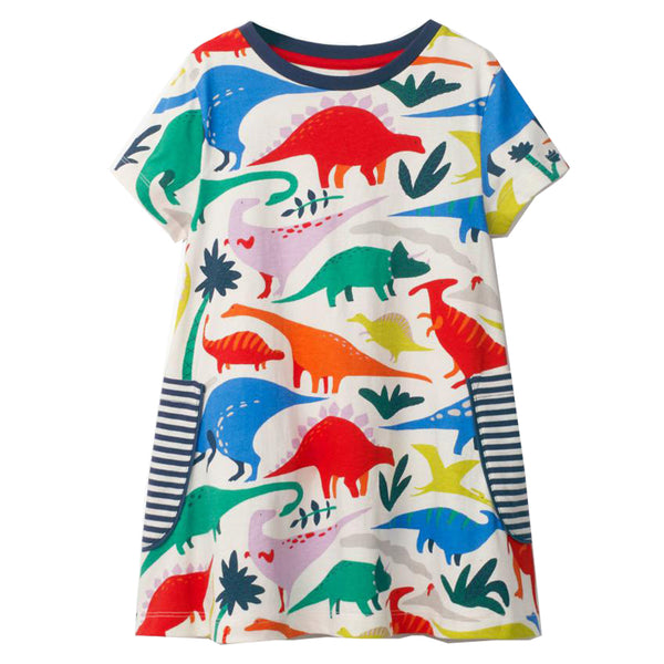 Bambinilooks-Bambini-Kidslooks-Kids-Girls-Dress-Short-Sleeve-Dinosaurs