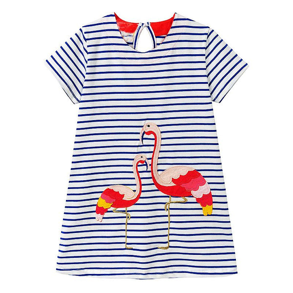 Bambinilooks-Bambini-Kidslooks-Kids-Girls-Dress-Short-Sleeve-Flamingos