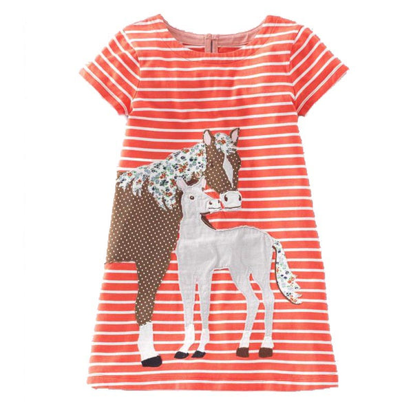 Bambinilooks-Bambini-Kidslooks-Kids-Girls-Dress-Short-Sleeve-Horses