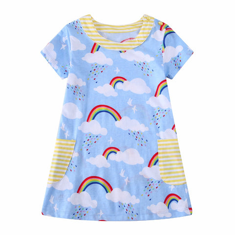 Bambinilooks-Bambini-Kidslooks-Kids-Girls-Dress-Short-Sleeve-Rainbow-Rain