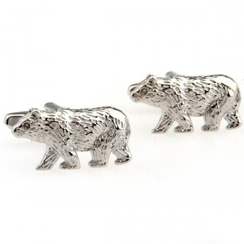Bear-Polar-Grizzly-Animal-Silver-Modalooks-Cufflinks