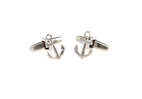 Modalooks-Casual-Silver-Anchor-Cufflink-Front-View