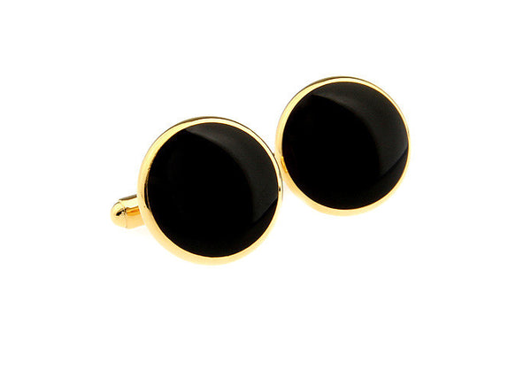 Modalooks-Formal-Classic-Gold-Black-Agate-Cufflink-Front-View