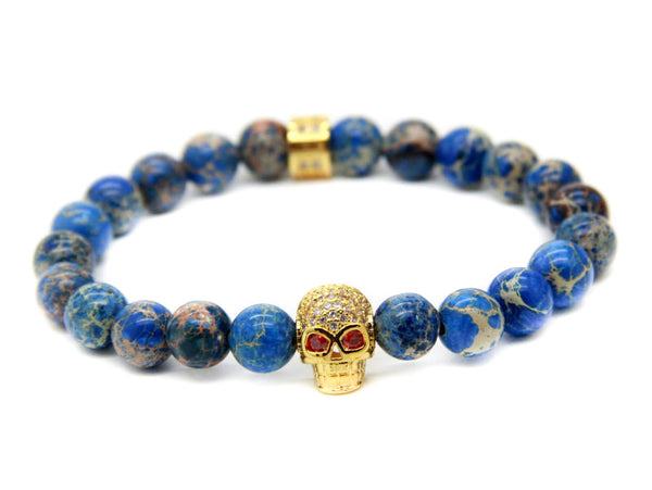 Modalooks-18K-Gold-Skull-CZ-Blue-Sediment-Beads-Bracelet