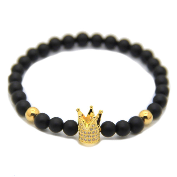 Modalooks-Bracelet-Female-Women-Black-Matte-Agate-Onyx-Gold-Crown