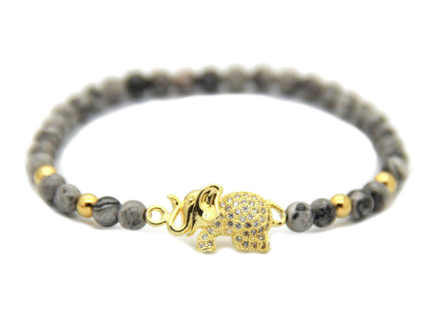 Modalooks-Bracelet-Gold-Grey-Jasper-6mm-Elephant