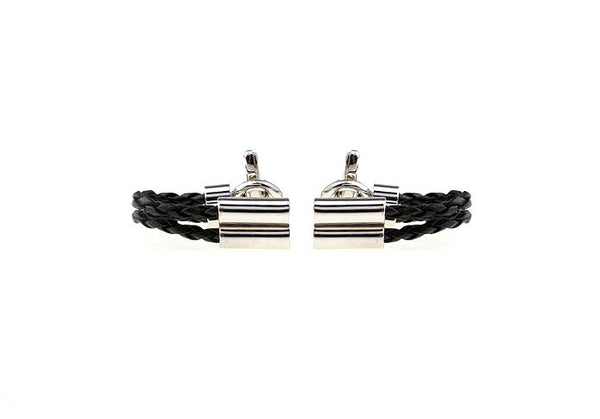 Modalooks-Casual-Black-Leather-Chain-Cufflink-Double-View