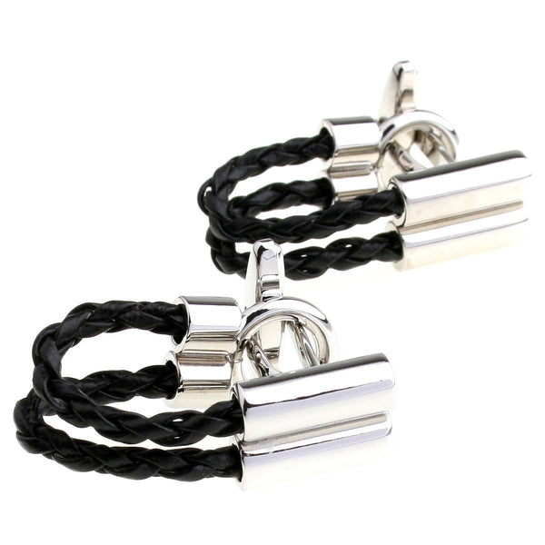 Modalooks-Casual-Black-Leather-Chain-Cufflink-Double