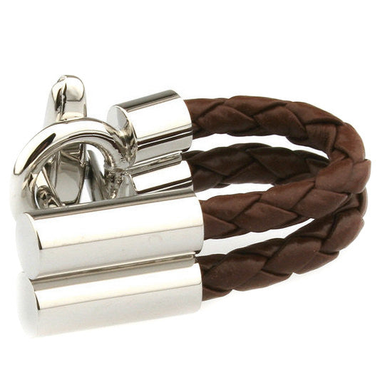 Modalooks-Casual-Brown-Leather-Chain-Cufflink-Close-Up