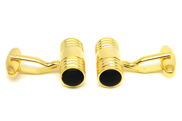 Modalooks-Formal-Cylinder-Gold-Black-Agate-Cufflink