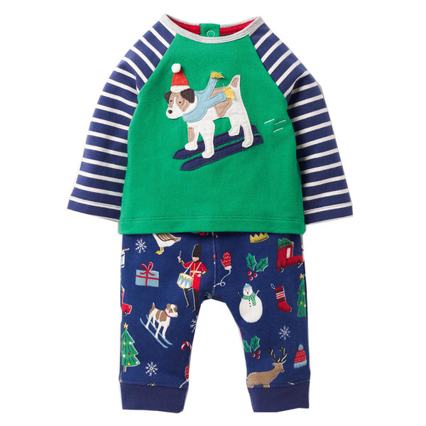 Modalooks-Kidslooks-Bambinilooks-Christmas-Dog-Set-Pants-T-Shirt-Cotton-Long-Sleeve