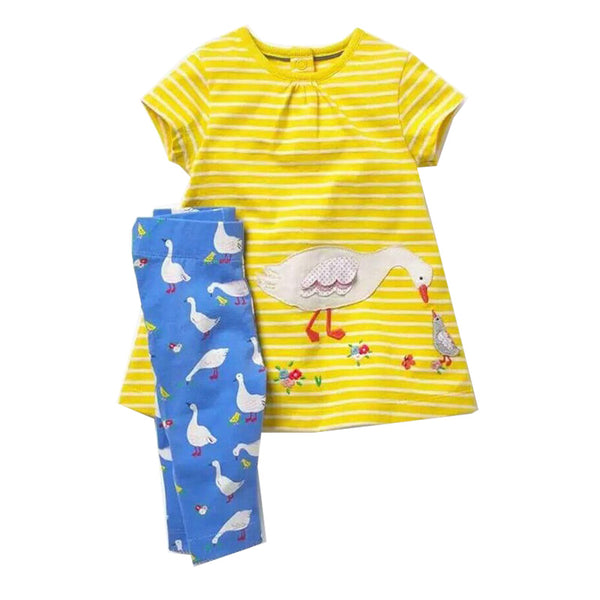Modalooks-Kidslooks-Bambinilooks-Duck-Set-Pants-Dress-Cotton-Short-Sleeve
