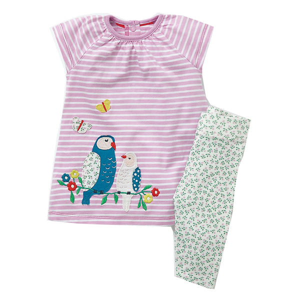 Modalooks-Kidslooks-Bambinilooks-Lovely-Birds-Set-Pants-Shirt-Cotton-Short-Sleeve