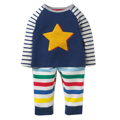 Modalooks-Kidslooks-Bambinilooks-Yellow-Star-Set-Pants-T-Shirt-Cotton-Long-Sleeve
